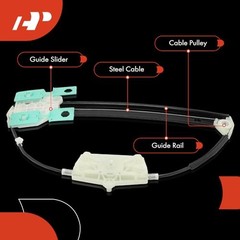 Power Window Regulator Without Motor Compatible with Audi A6 Rear Driver (LH)