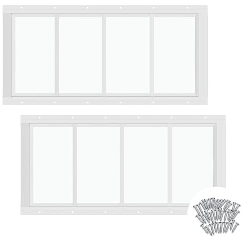 2 Pk 10”x23” White Flush Mount Shed Window with Tempered Glass Household