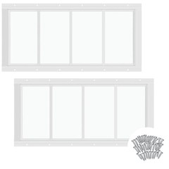2 Pk 10”x23” White Flush Mount Shed Window with Tempered Glass Household