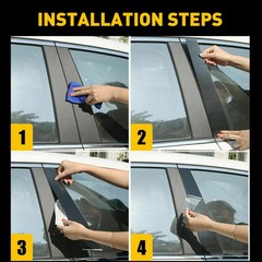 6 Pcs Glossy Black Pillar Door Trim With Window Pillar Post Protector Cover RCJG