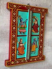 Wooden Jharokha Wall Hanging | Krishna Painting | Indian Window Frame Decor