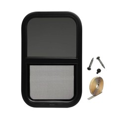 RV Window 14″ x 16″ – Vertical Slider with Screen & Trim Ring fits 1-1/2″ Wal…