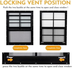 2 Pack 18″x23″ Black Shed Windows with Tempered Glass & Screen – Flush Mount