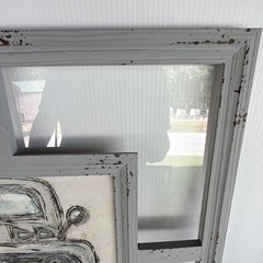 Rustic White Wood Framed Truck Picture Window, Clear Single-Pane Glass 20by20 in