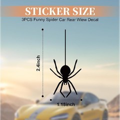 Spider Vanity Mirror Decal Sticker, 3PCS Waterproof Rearview Mirror Decor for Ca