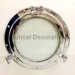 Canal Boat 17″ Porthole Window Nickel Finish~Wall Window Glass Porthole Decor