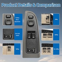 03-07 Left Window Switch with Bezel fit GMC Sierra Chevrolet Silverado mai83322