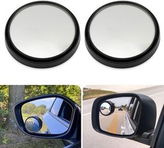 2″ Round HD Glass Convex Rear View Mirror with Frame, 360 Wide An Color: Black