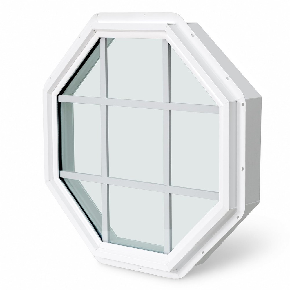 23.5″x23.5″ Vinyl Octagon Window with Grill, White