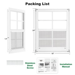 2 Pack 18×23 Shed Windows – Small Sliding Tempered Glass with Metal Mesh Screen