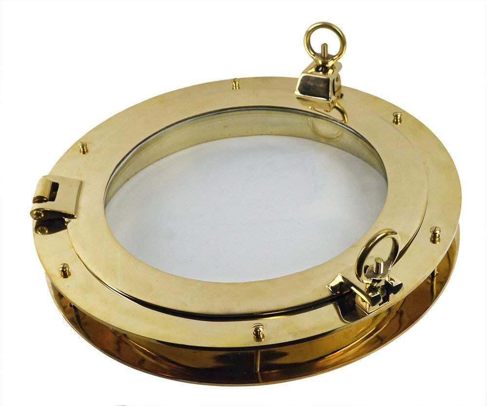 20” Solid Brass Heavy Porthole Window with 2″ Deep Flange – Functioning