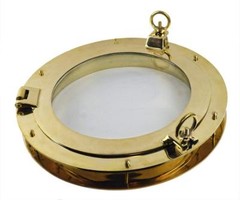 20” Solid Brass Heavy Porthole Window with 2″ Deep Flange – Functioning