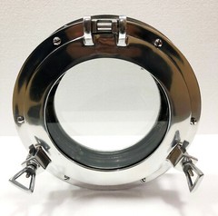 12″ Canal Boat Porthole Window Glass Porthole Home Decorative Shiny Silver