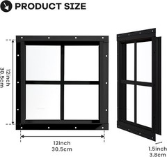 Elegant 2 Pack Shed Windows 12” x 12” with Tempered Glass – Art Deco Style