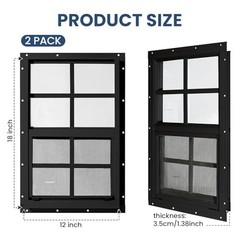2 Pack Shed Windows,12″ x 18″ Small Sliding Windows,Flush Mount Windows with