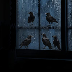 WINDOW & WALL DECOR REALISTIC CROW STICKERS GOTHIC RAVEN SELF ADHESIVE