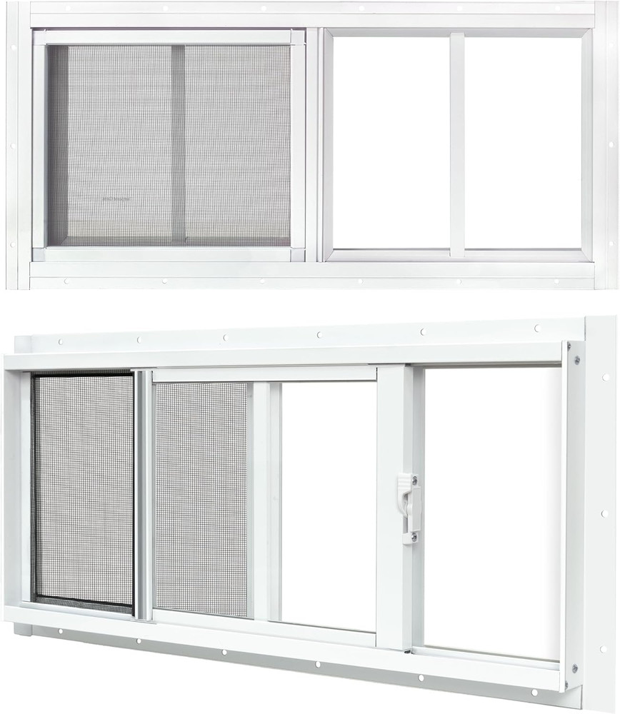 2 Pack Shed Windows, 10″X 18″ White Sliding Window Suitable for Chicken Coop, Sh