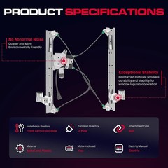 Front Driver Side Power Window Regulator with Motor (2 Pins) Fit for 2004-2007