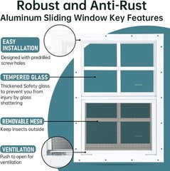 2 Pack Shed Windows 18″x36″ Flush Mount Household Windows with Thicker Tempered