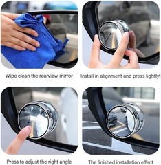 2PCS Black Suction Cup Blind Spot Mirror, 360° Adjustable Convex Color: Black