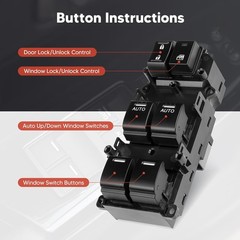 Front Left Side Power Master Window Switch Compatible with Honda Accord Sedan EX