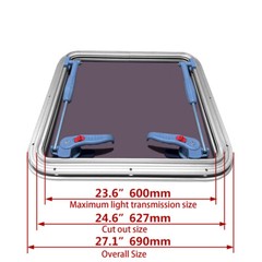ISURE MARINE Anodized Aluminum Push Out Deck Hatch Square Opening Boat Yacht