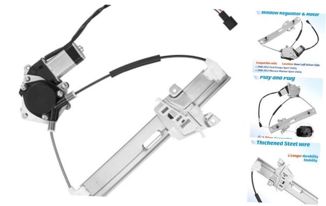 Rear Left Driver Side Power Window Regulator with Motor Compatible with Ford