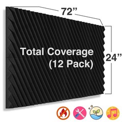 Foroomaco Slash Acoustic Foam Panels, 12 x 12 x 2 in, 12 Pack, Black | Linear…