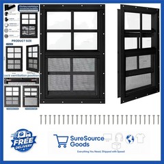Black Sliding Shed Windows 12″ x 18″ 2 Pack with Tempered Glass & Screen