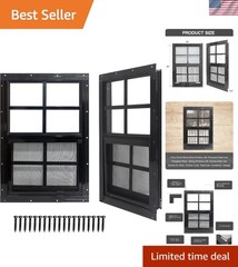 Durable 2 Pack of 18″ x 23″ Sliding Windows with Fiberglass Screen for Sheds