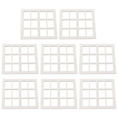 8Pcs White Wooden Miniature Window Frames for Dollhouse DIY Crafts Accessories