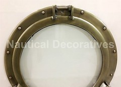20″ Aluminum Porthole Antique Finish~Porthole Glass Ship Window Home Decor