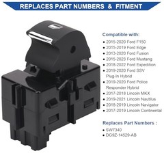 Power Window Switch Passenger Side 5 Pins Compatible with 2015-2019 Ford