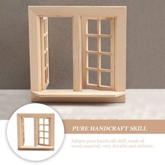 Mini House Adornment Mini Blank Window Model Uncolored Wooden Window