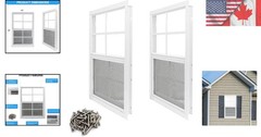 2 Pack 12×18 Flush Mount Shed Windows with Tempered Glass & Screen – White