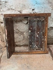 Antique Wooden Wall Décor Window Panel Frame Original Old Hand Crafted