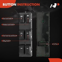 Front Left Driver Side Power Window Switch – Auto Up & Down – Compatible