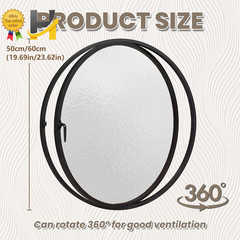 23.6″ Round Rotating Pivot Window Tempered Glass Flush Mount Metal Frame
