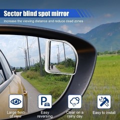 2PCS Car Fan-Shaped Blind Spot Mirrors, HD Wide-Angle Adjustable Color: Silver