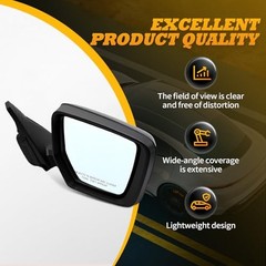 Gloss Black Passenger Side Power Mirror Assembly 3 Pins Compatible with Right