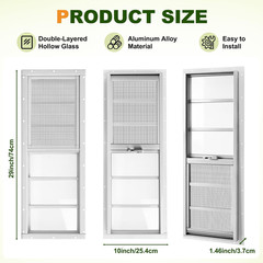 2 Pack Shed Windows, 10″X29″ Sliding Windows with Tempered Glass & Fiberglass Sc