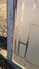 Etched Frosted Clear Glass Vintage Church Window, Architectural Art Glass, I,