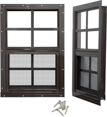 Elegant 2-Pack Flush Mount Shed Windows 12×18 with Tempered Glass Brown Finish