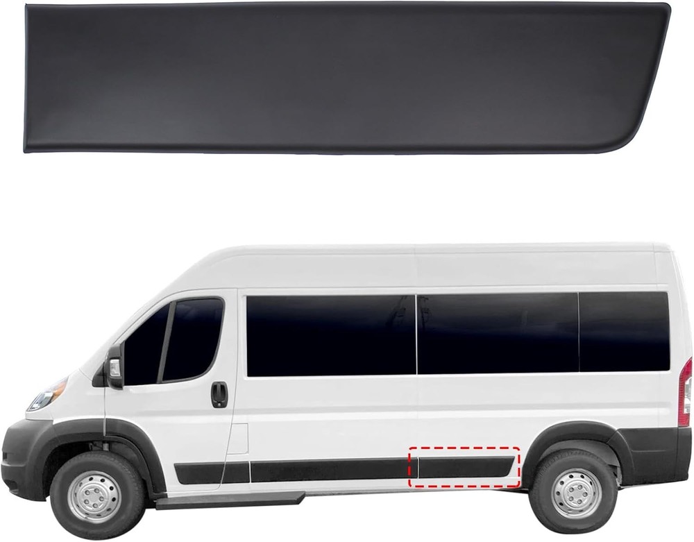 Rear Left Side Quarter Door Molding Panel Extended Black for RAM Promaster 1500