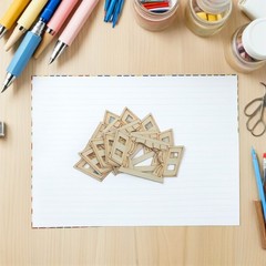 6Pcs Mini Wooden Window Frames Khaki Paintable Wood Craft Decor for Dollhouse