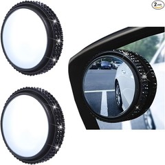 2″ Crystal Rhinestone HD Glass Blind Spot Mirror for Car, 2PCS 36 Color: White