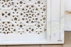 Taj Carved Indian Marble Window, Ornate Lattice Wall Panel, Marble Screen