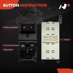 Master Power Window Switch Compatible with Kia Rio 2013 2014 2015 2016, Front