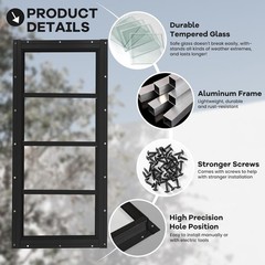 Durable Transom Shed Windows 10″ x 23″ with Tempered Glass – Black Aluminum