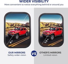 Mirrors Doors Off Compatible with Wrangler, No Vibrate & Wobble Side View M